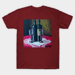 Wine Bottles with Glasses T-Shirt